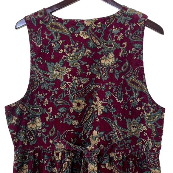 Vintage Bobbie Brooks Burgundy Corduroy Paisley Midi Dress Size XL - Picture 5 of 11